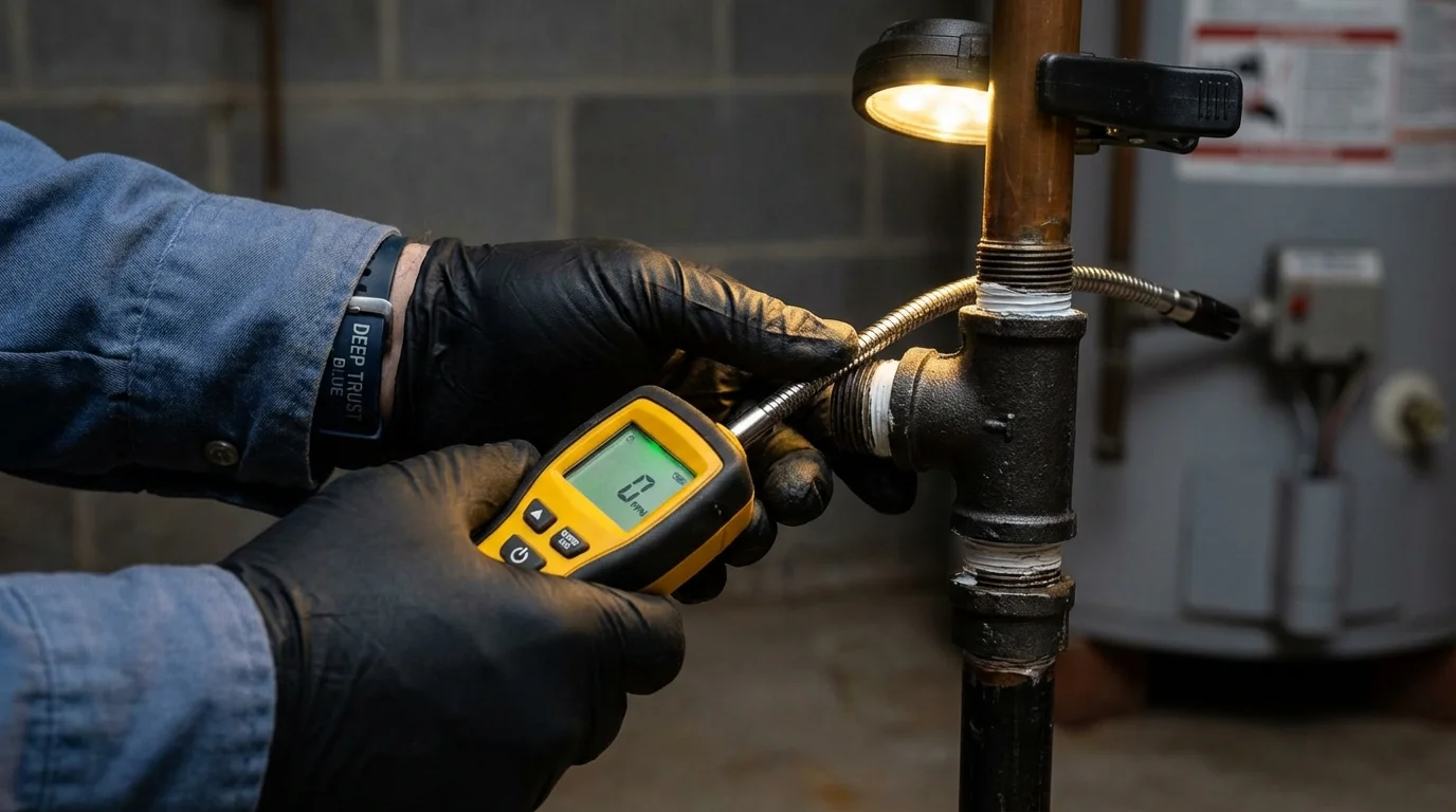 Gas leak detection with electronic sniffer by Johns Plumbing LLC in Kenilworth
