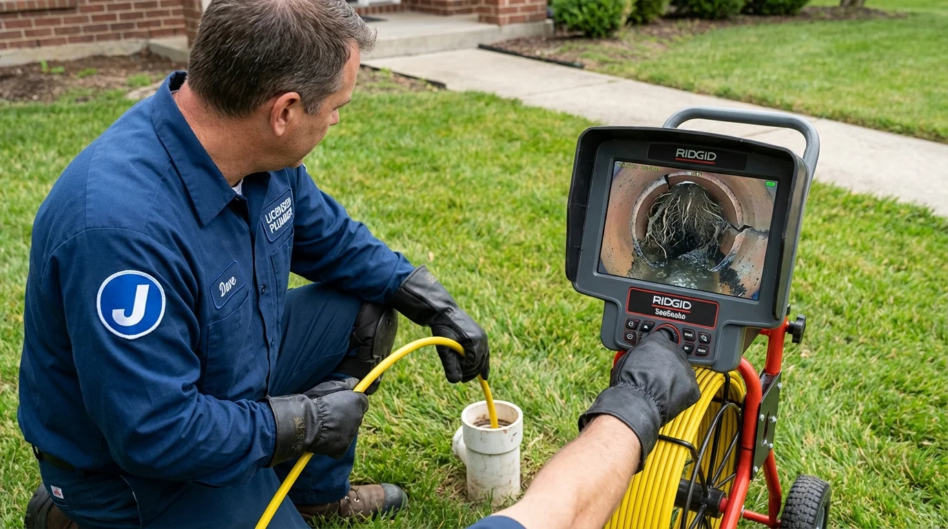 Sewer camera inspection being performed by Johns Plumbing LLC in Kenilworth