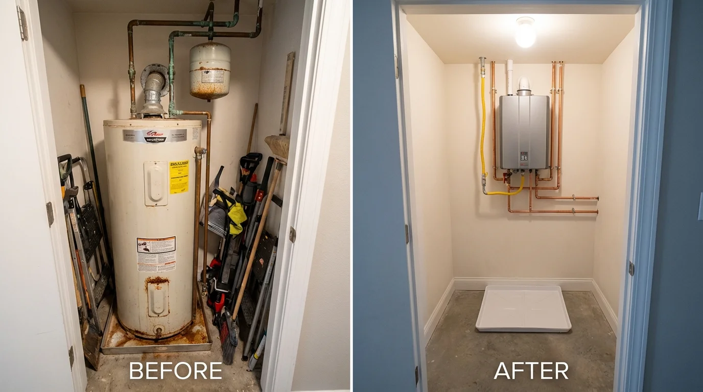 Tank water heater versus wall-mounted tankless unit comparison for Kenilworth, NJ homeowners