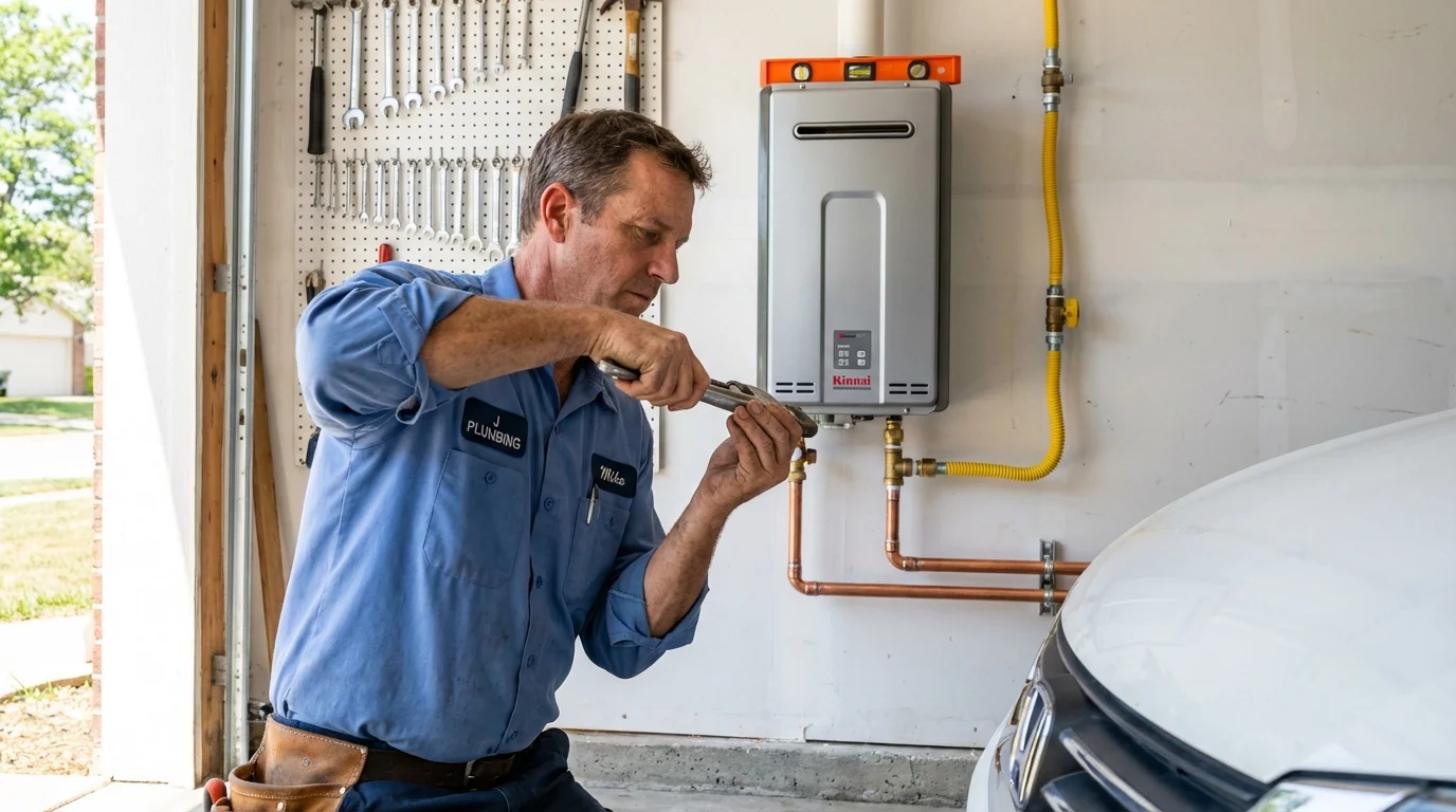 Tankless water heater installation by a Johns Plumbing LLC plumber in Kenilworth
